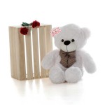 2.5 Feet White Big Teddy Bear with a Bow